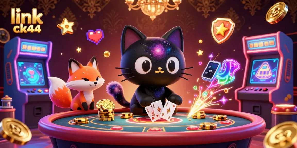 Experience immersive gameplay with link ck44 in this dynamic cosmic casino scene filled with vibrant gaming elements.