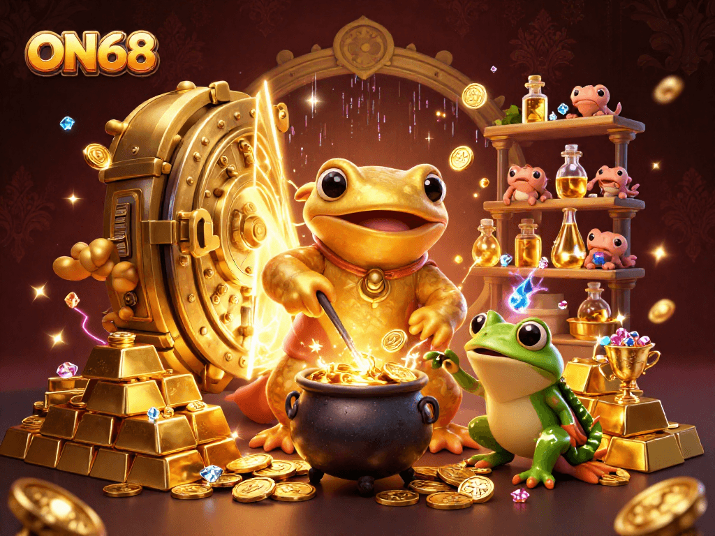 Experience the thrill of ON68 with a magical 3D casino adventure featuring alchemy and treasure.