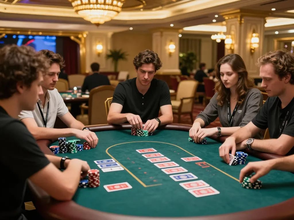 Exciting poker game in progress at Nhà cái mv66, showcasing strategy and player engagement.