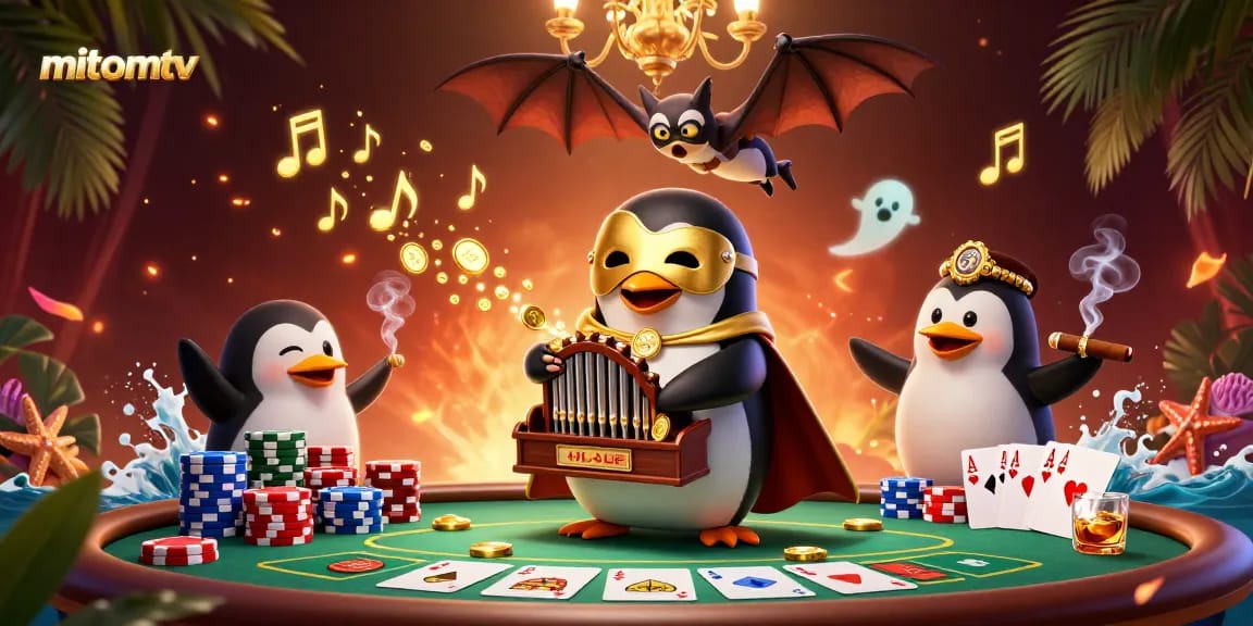 Experience the thrill of gaming with mitomtv as you watch golden coins fly from the pipe organ in this vibrant scene.