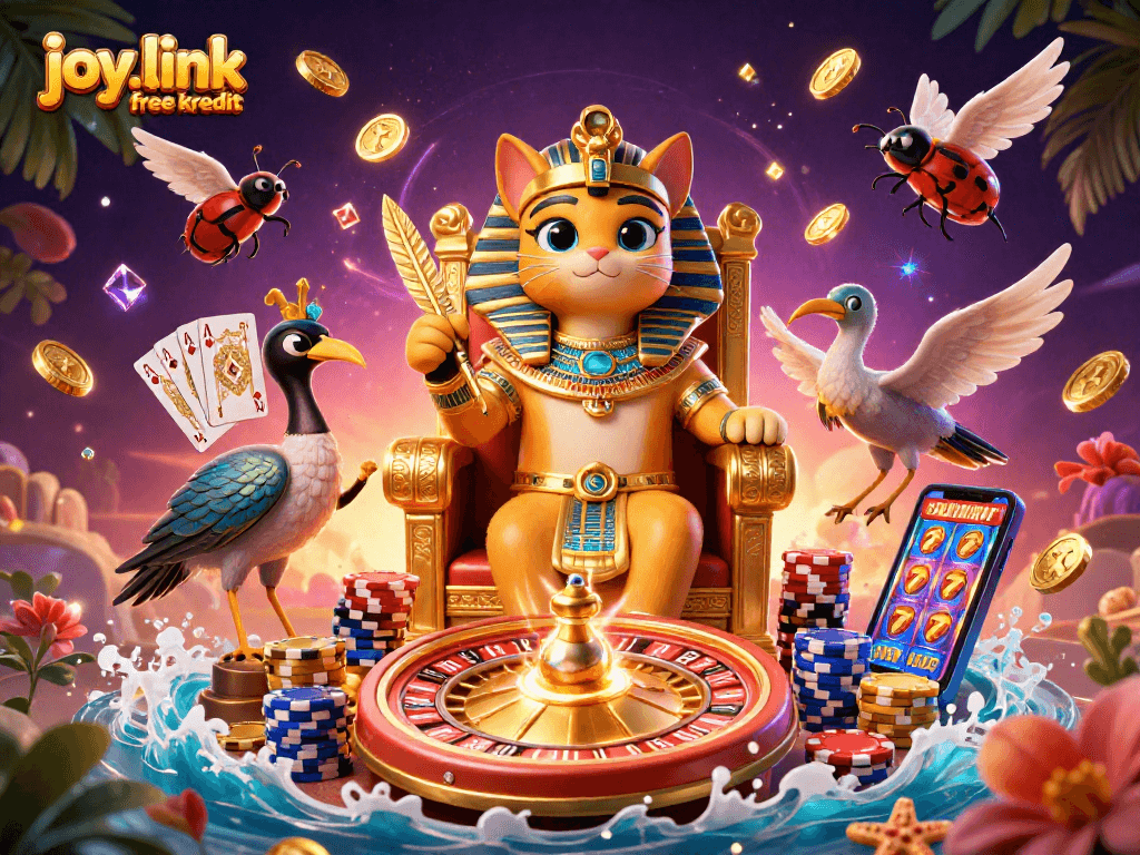 Experience the excitement of joy.link free kredit in this vibrant 3D casino scene with captivating characters and dynamic elements.