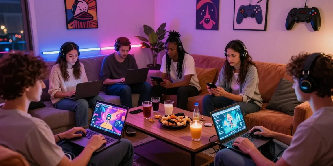 Engaged players enjoying adult game sessions in a lively gaming lounge.