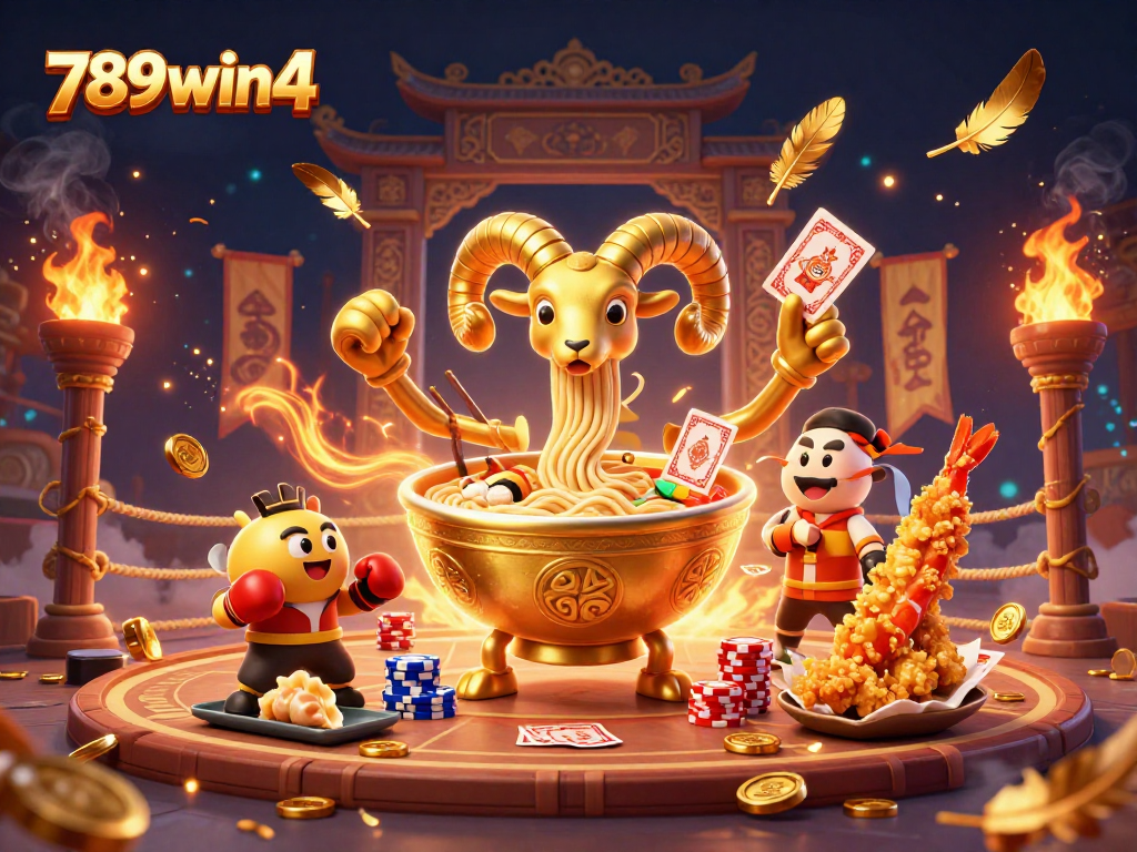Engage in thrilling bets at 789win4 with our dynamic casino mascot sporting cards and chips.