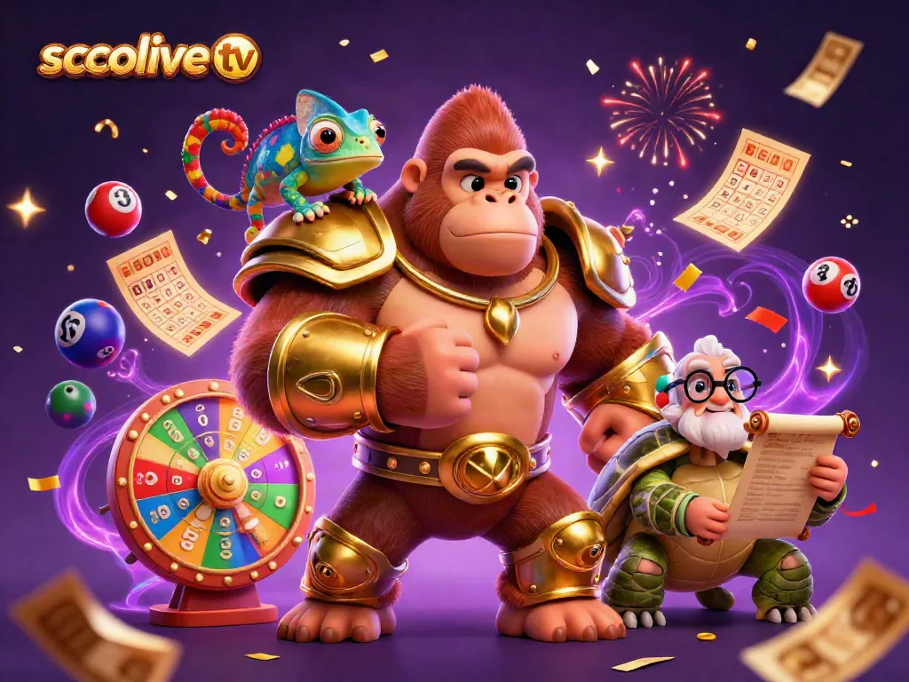 Socolive tv features a powerful gorilla king and gaming elements illustrating vibrant casino excitement in a dynamic scene.