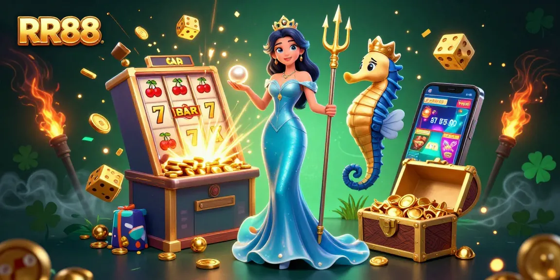 Experience thrilling winning moments at RR88 with vibrant casino illustrations featuring jackpots and treasures.