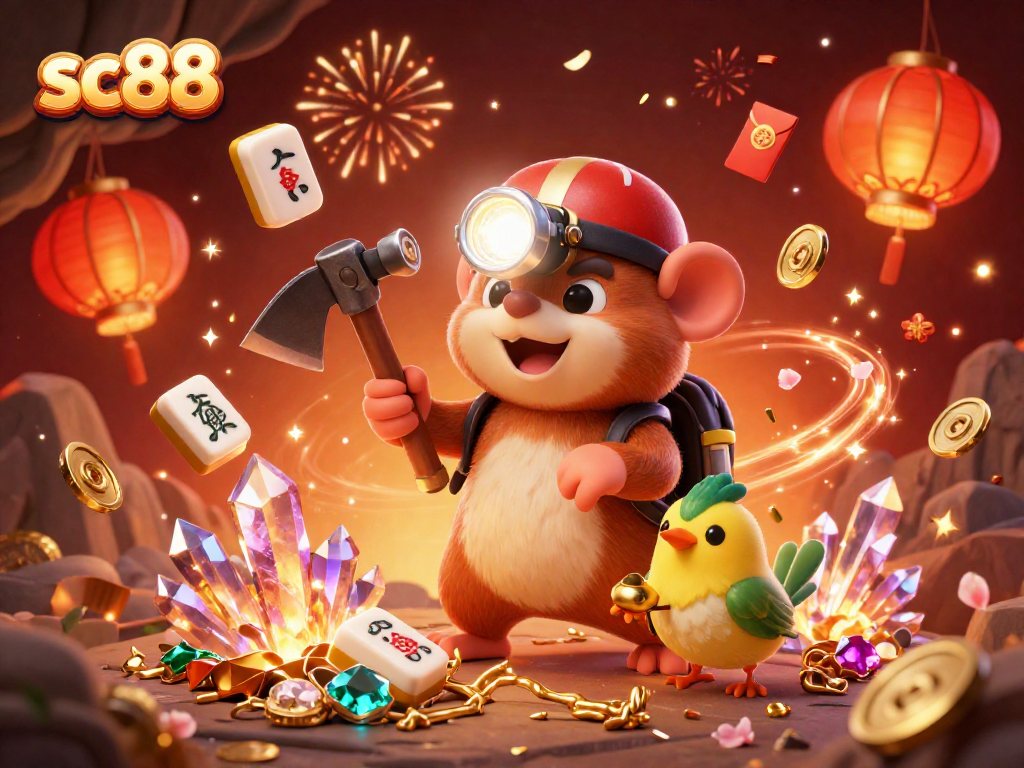 Engage with the thrilling sc88 casino experience through vibrant 3D digital art showcasing treasure and festive elements.