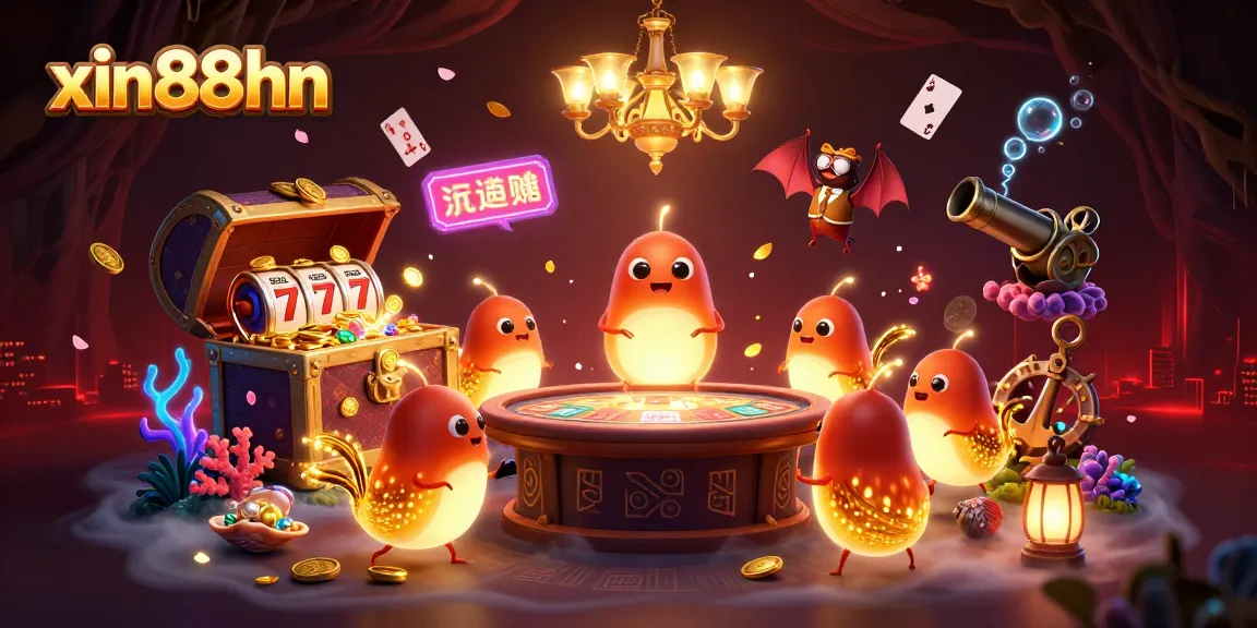Engage with xin88hn's immersive casino scene featuring illuminated glowworms and slot elements.
