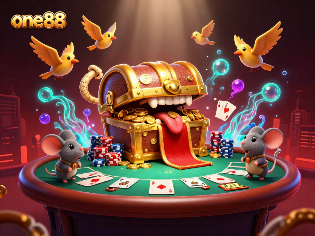 Experience thrilling gaming adventures with one88, showcased in a vibrant and dynamic casino scene.