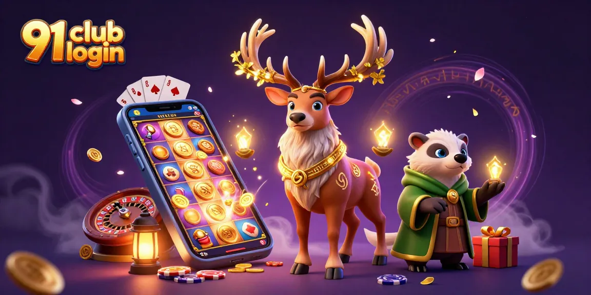 Engage with the vibrant world of 91 club login through a captivating online casino illustration.