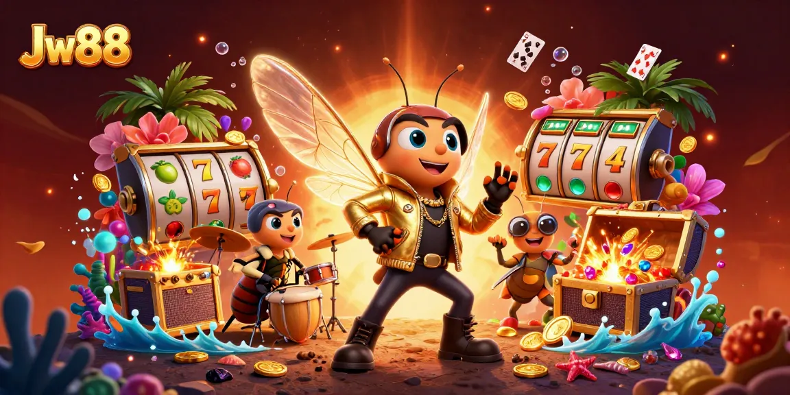 Experience exciting gameplay with Jw88's vibrant 3D illustration featuring lively casino themes.