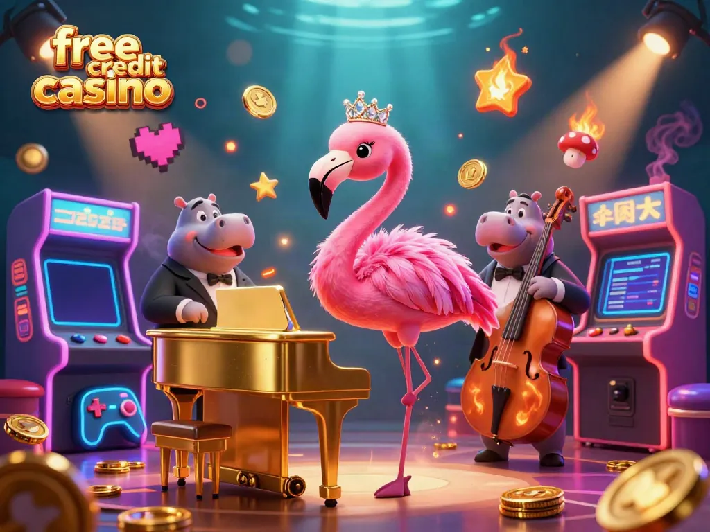 Win big with free credit casino promotions featuring lively animated characters and vibrant gaming elements.