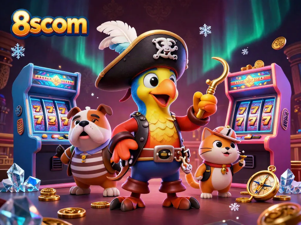 Experience thrilling casino action with 8scom featuring vibrant characters and 3D slot machines.