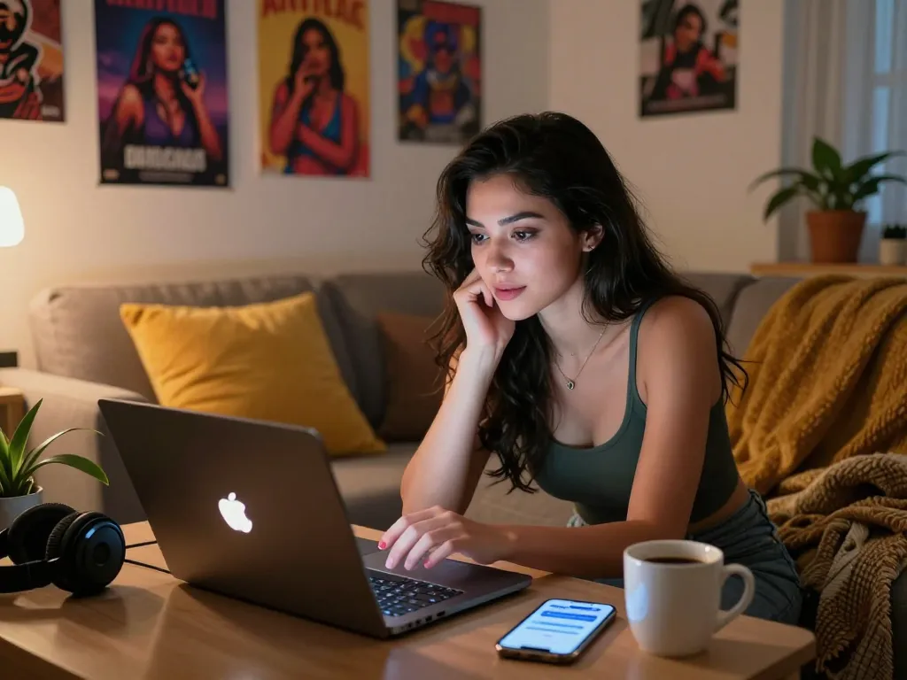 Engaging with 18+ ai in a cozy home setting with a digital character, highlighting a flirtatious interaction.