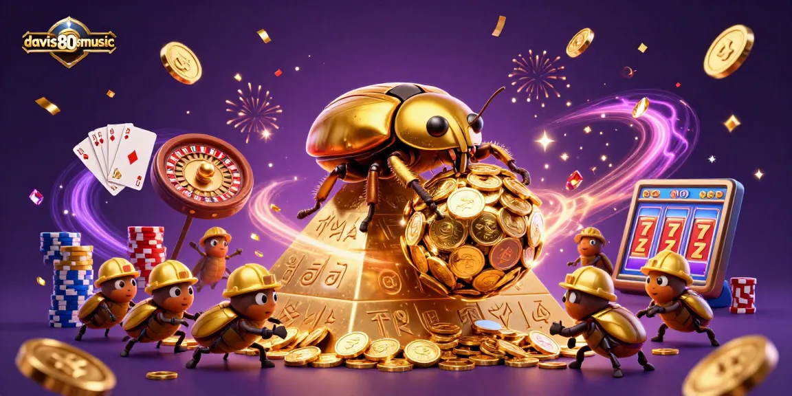 Experience the thrill of davis80smusic with vibrant casino elements and golden beetles in action.