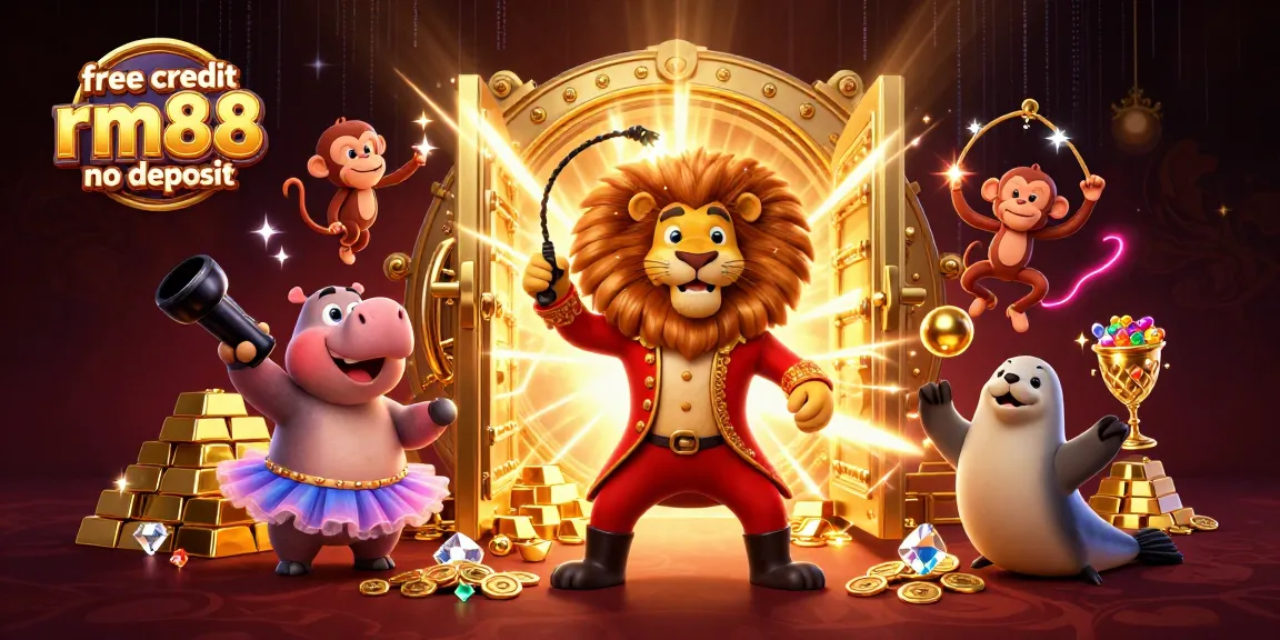 Engage in exciting action with free credit rm88 no deposit offers, featuring 3D cartoon characters celebrating in a vibrant casino.
