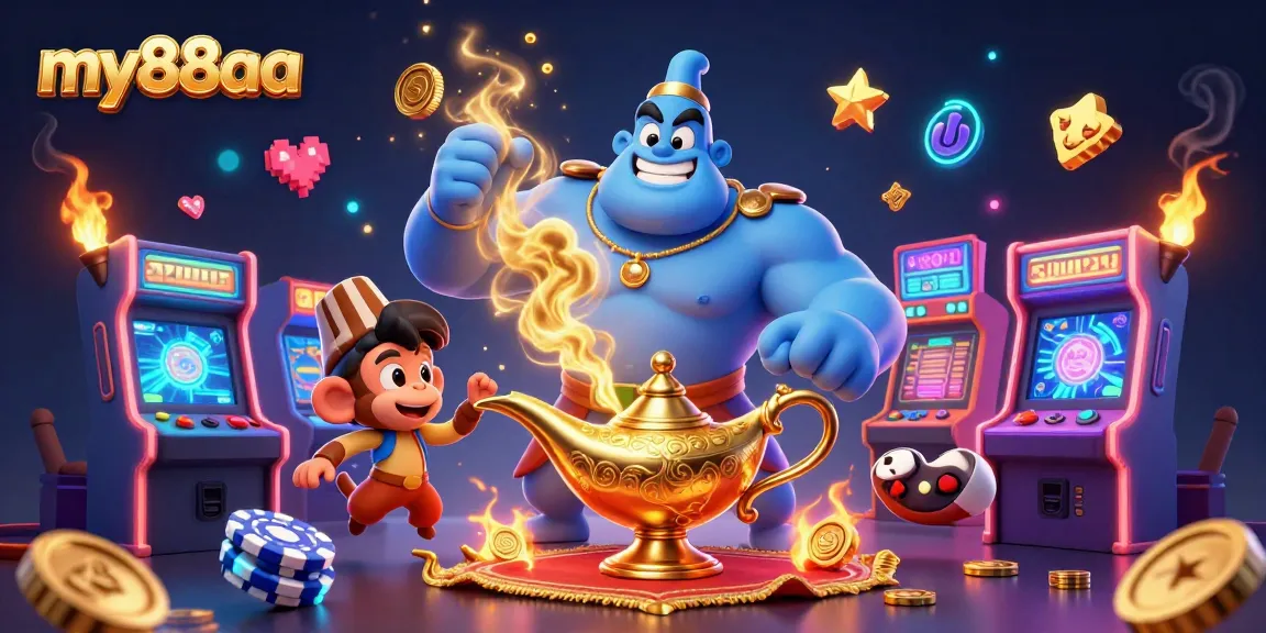 Experience the thrill of gaming with my88aa in a vibrant 3D casino scene full of excitement.